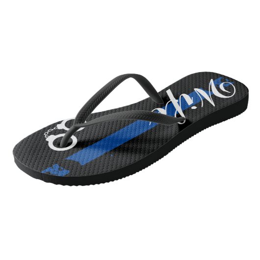 Politievrouw Thin Blue Line Teenslippers (Schuin)