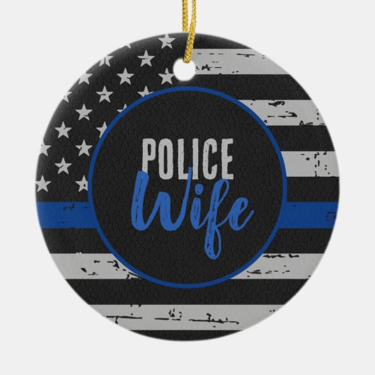 Politievrouw - Wetshandhaving - Thin Blue Line Keramisch Ornament (Voorkant)