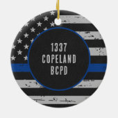 Politievrouw - Wetshandhaving - Thin Blue Line Keramisch Ornament (Achterkant)
