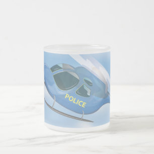 Politiewagen en helikopter matglas koffiemok