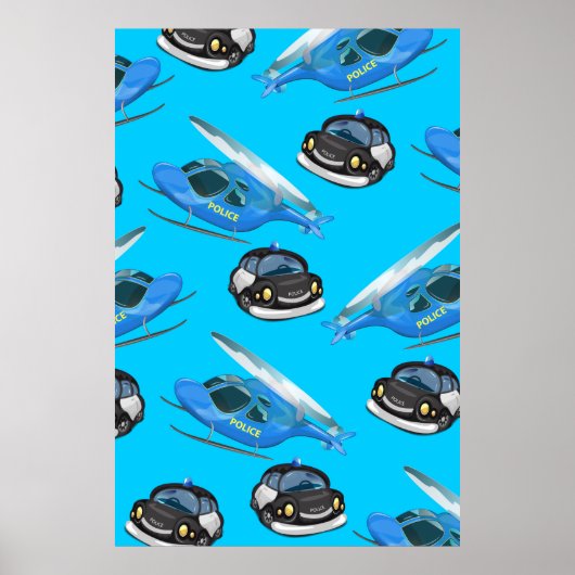Politiewagen en helikopter poster (Voorkant)