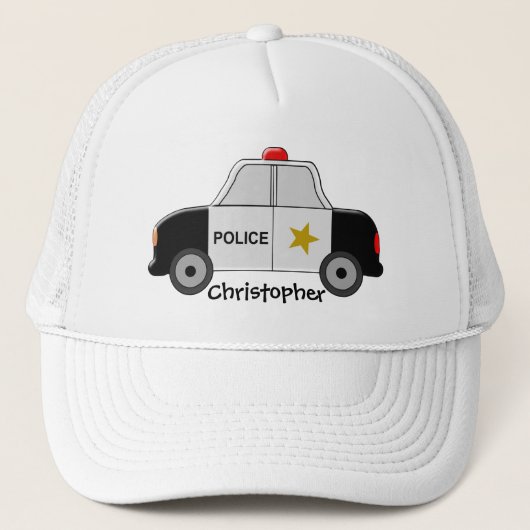 Politiewagen gewoon naam toevoegen trucker pet (Voorkant)