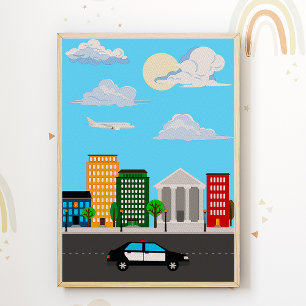 Politiewagen Kinderkamer Poster Voertuig Kinderkam