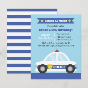 Politiewagen Politie Thema Verjaardagsfeestje Kaart