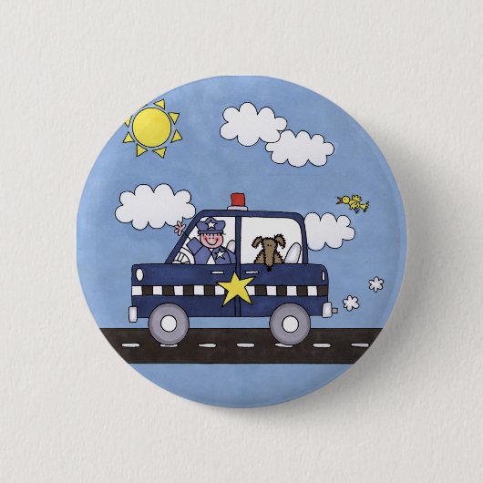 Politiewagen Ronde Button 5,7 Cm (Voorkant)