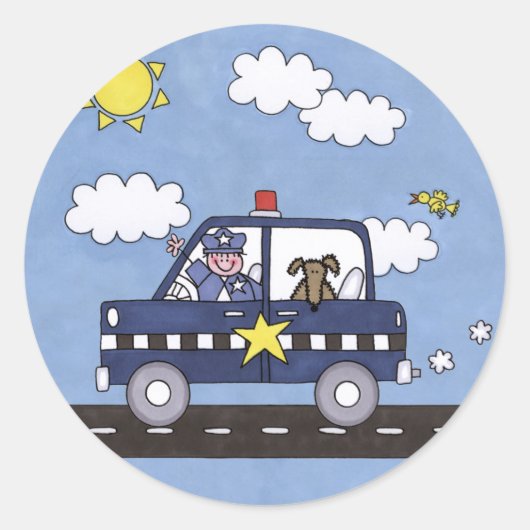 Politiewagen Ronde Sticker (Voorkant)