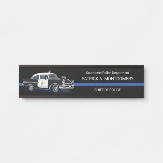  politiewagen Thin Blue Line Name Desk Deurbordje (Voorkant)