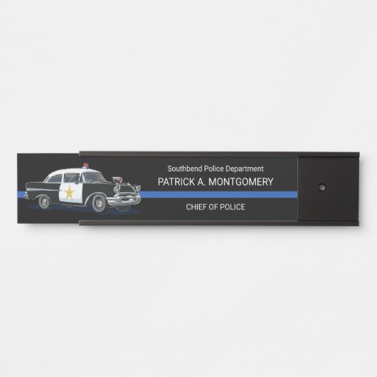  politiewagen Thin Blue Line Name Desk Deurbordje (Voorkant)