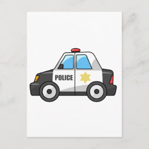 Politiewagen voor Cartoon Briefkaart