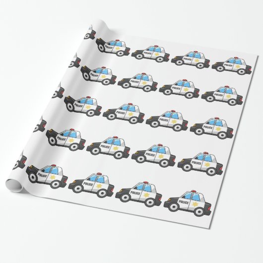 Politiewagen voor Cartoon Cadeaupapier (Uitgerold)