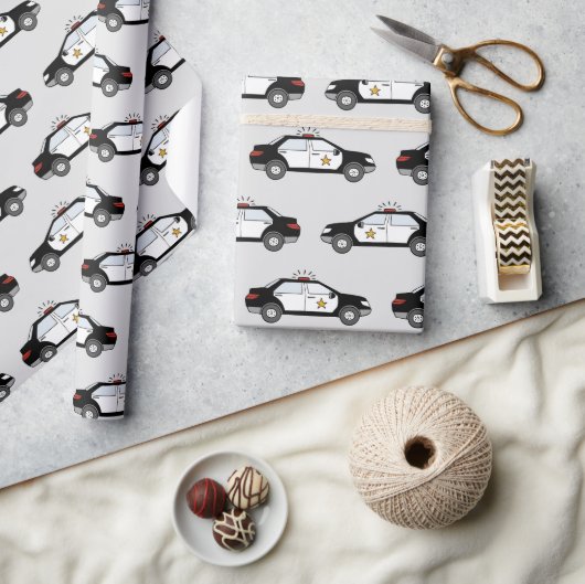 Politiewagens cadeaupapier (Crafts)