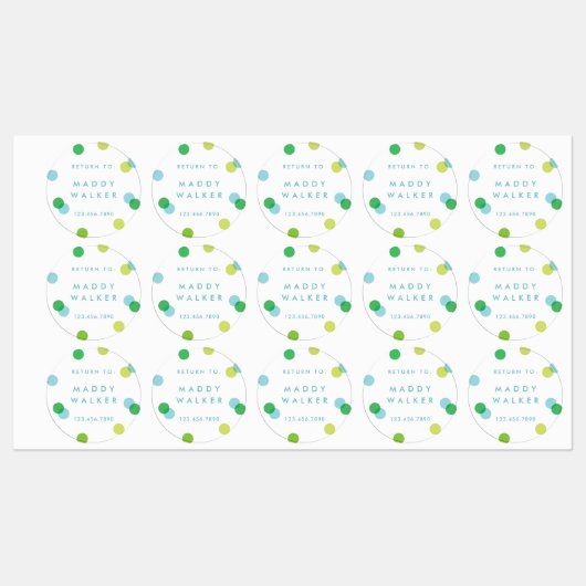 Polk a stit confetti waterbestendige kindersticker labels (Vel)