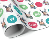 Polk Dot Animal Family Monogram Kerstfoto's Cadeaupapier (Rol Hoek)