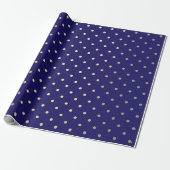 Polka Big Stippen Blue Navy Foxier Gold Ivory Cadeaupapier (Uitgerold)