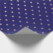 Polka Big Stippen Blue Navy Foxier Gold Ivory Cadeaupapier (Hoek)