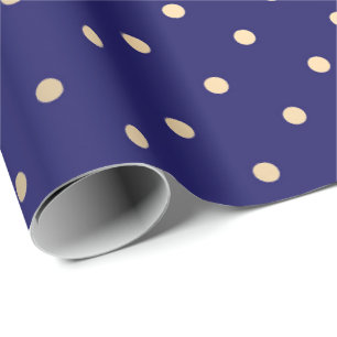 Polka Big Stippen Blue Navy Foxier Gold Ivory Cadeaupapier