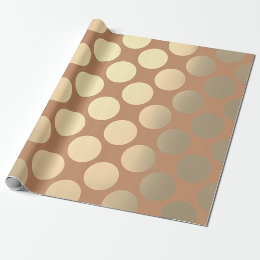 Polka Big Stippen Brown Beige Foxier Gold Ivory Cadeaupapier (Uitgerold)