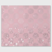 Polka Big Stippen Roze poeder Blush Glitter Roos Cadeaupapier (Vlak)