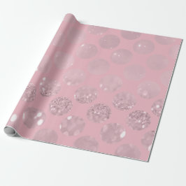 Polka Big Stippen Roze poeder Blush Glitter Roos Cadeaupapier