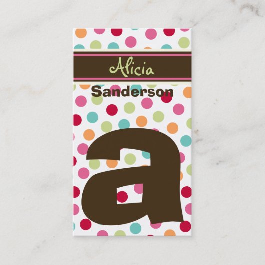 Polka Colour Snoep Stippen Monogram Alphabet Fun C Visitekaartje (Voorkant)