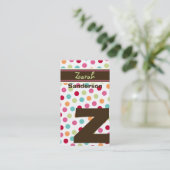 Polka Colour Snoep Stippen Monogram Alphabet Fun C Visitekaartje (Staand voorkant)