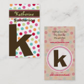 Polka Colour Snoep Stippen Monogram Alphabet Fun C Visitekaartje (Voorkant / Achterkant)