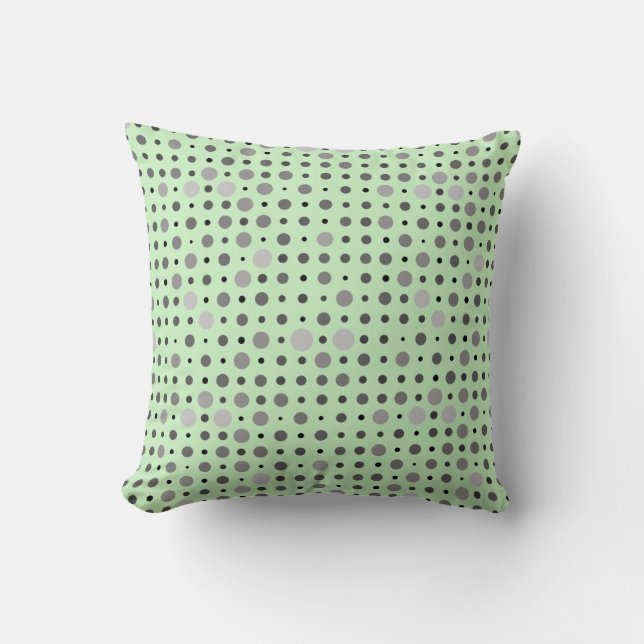 Polka Dot 01.Grey Lgreen BG Kussen (Voorkant)
