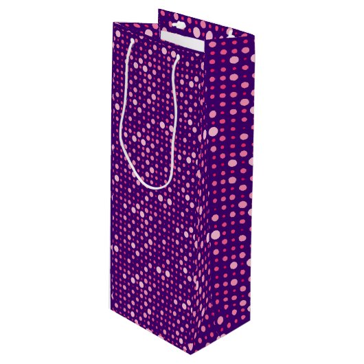 Polka Dot 01.Roze DPurple BG Wijn Cadeautas (Voorkant Gekanteld)