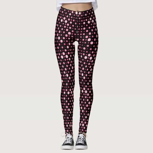 Polka Dot 01.Roze zwarte BG Leggings (Voorkant)