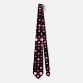 Polka Dot 01.Roze zwarte BG Stropdas (Voorkant)