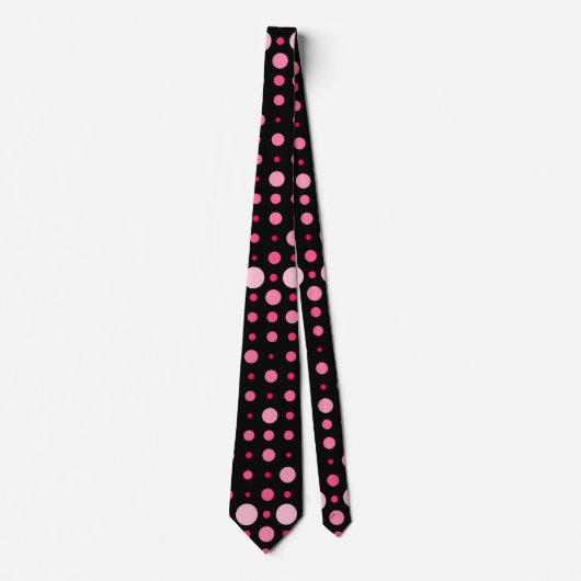 Polka Dot 01.Roze zwarte BG Stropdas (Voorkant)