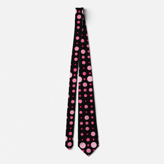 Polka Dot 01.Roze zwarte BG Stropdas (Achterkant)