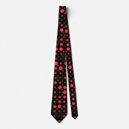 Polka Dot 01A.Red Black BG Stropdas (Voorkant)