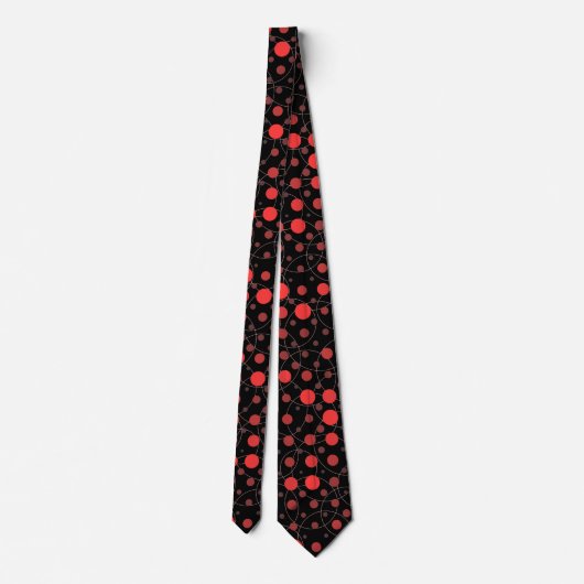 Polka Dot 01A.Red Black BG Stropdas (Achterkant)