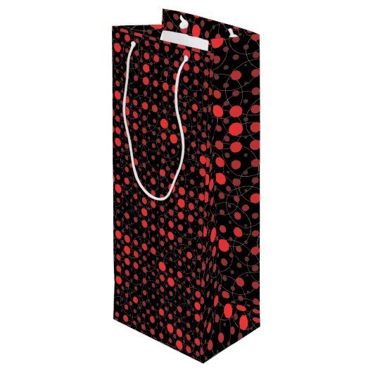 Polka Dot 01A.Red Black BG Wijn Cadeautas (Achterkant Gekanteld)