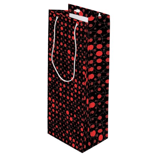 Polka Dot 01A.Red Black BG Wijn Cadeautas (Voorkant Gekanteld)