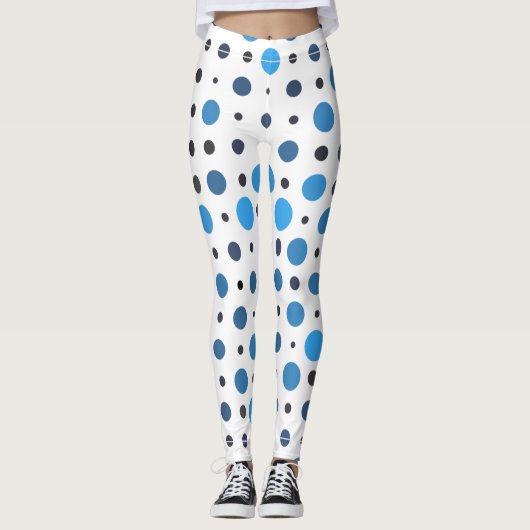 Polka Dot 01x.Blue schaduw Leggings (Voorkant)