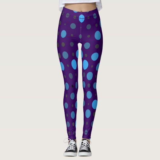 Polka Dot 01X.Blue Shade D Paarse BG Leggings (Voorkant)