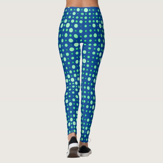 Polka Dot 02.Green. Dblue BG Leggings (Achterkant)
