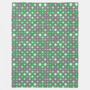 Polka Dot 02.Green. Grijs BG Fleece Deken