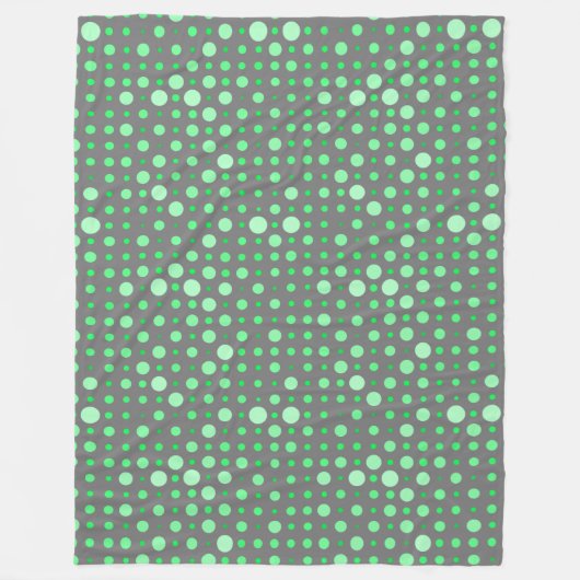 Polka Dot 02.Green. Grijs BG Fleece Deken (Voorkant)
