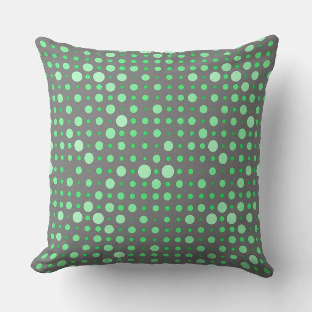 Polka Dot 02.Green. Grijs BG Kussen (Voorkant)
