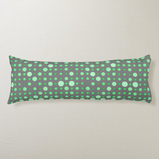 Polka Dot 02.Green. Grijs BG Lichaamskussen (Voorkant)