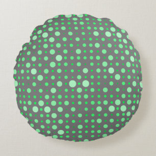 Polka Dot 02.Green. Grijs BG Rond Kussen