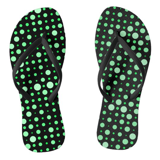 Polka Dot 02.Green. Zwart BG Teenslippers (Voetbed)