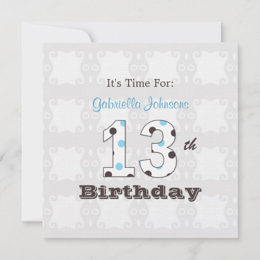 Polka Dot: 13e verjaardag Uitnodigingen (Achterkant)