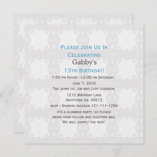 Polka Dot: 13e verjaardag Uitnodigingen (Voorkant / Achterkant)