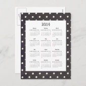 Polka Dot 2014 Kalender Briefkaart (Voorkant / Achterkant)
