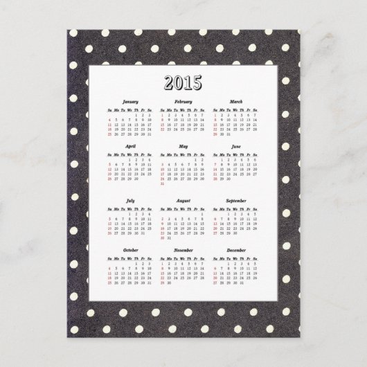Polka Dot 2015 Calendar Briefkaart (Voorkant)