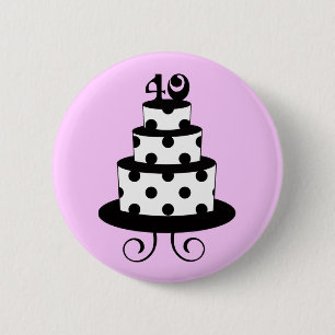Polka Dot 40th Birthday Jubileum Cake Ronde Button 5,7 Cm